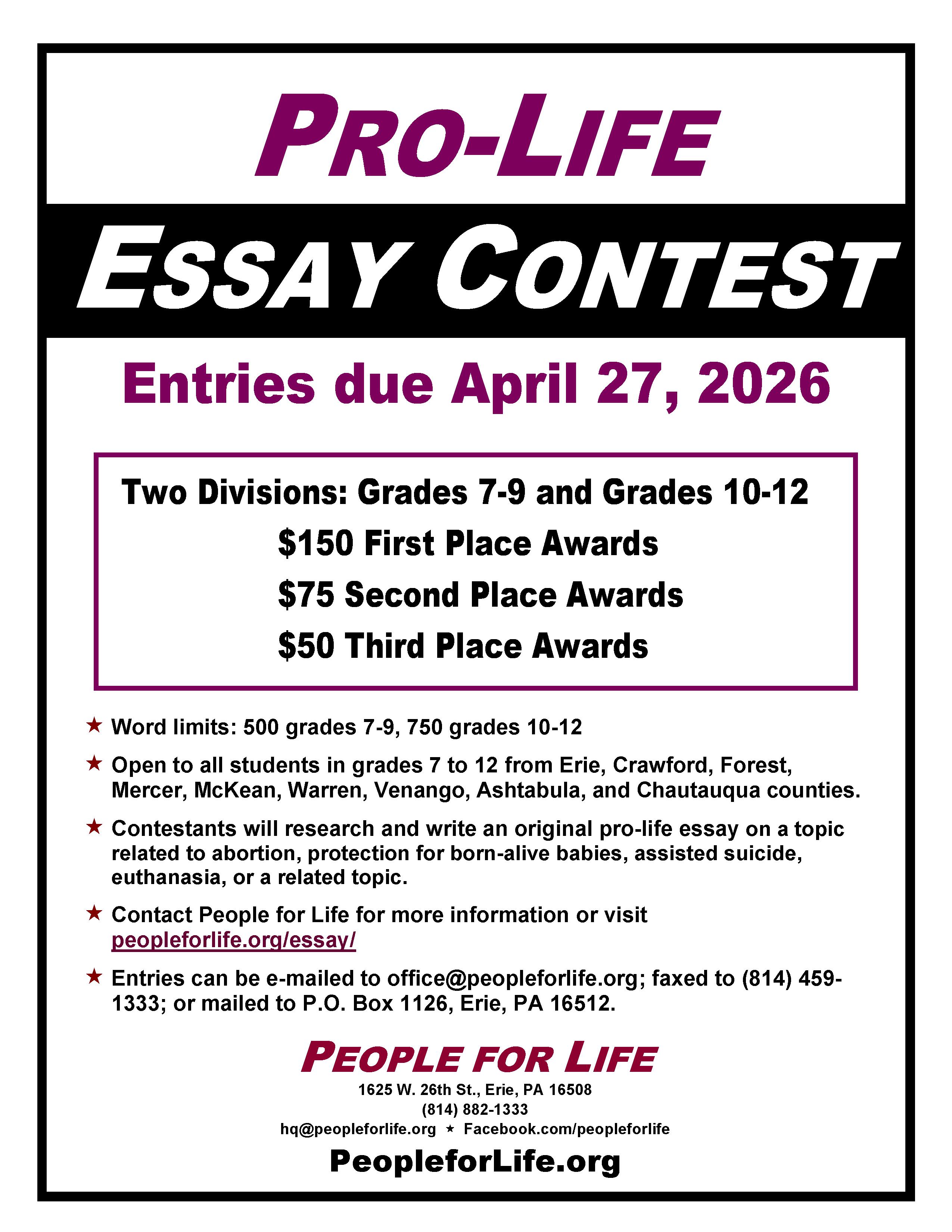 Student Essay Contest Poster