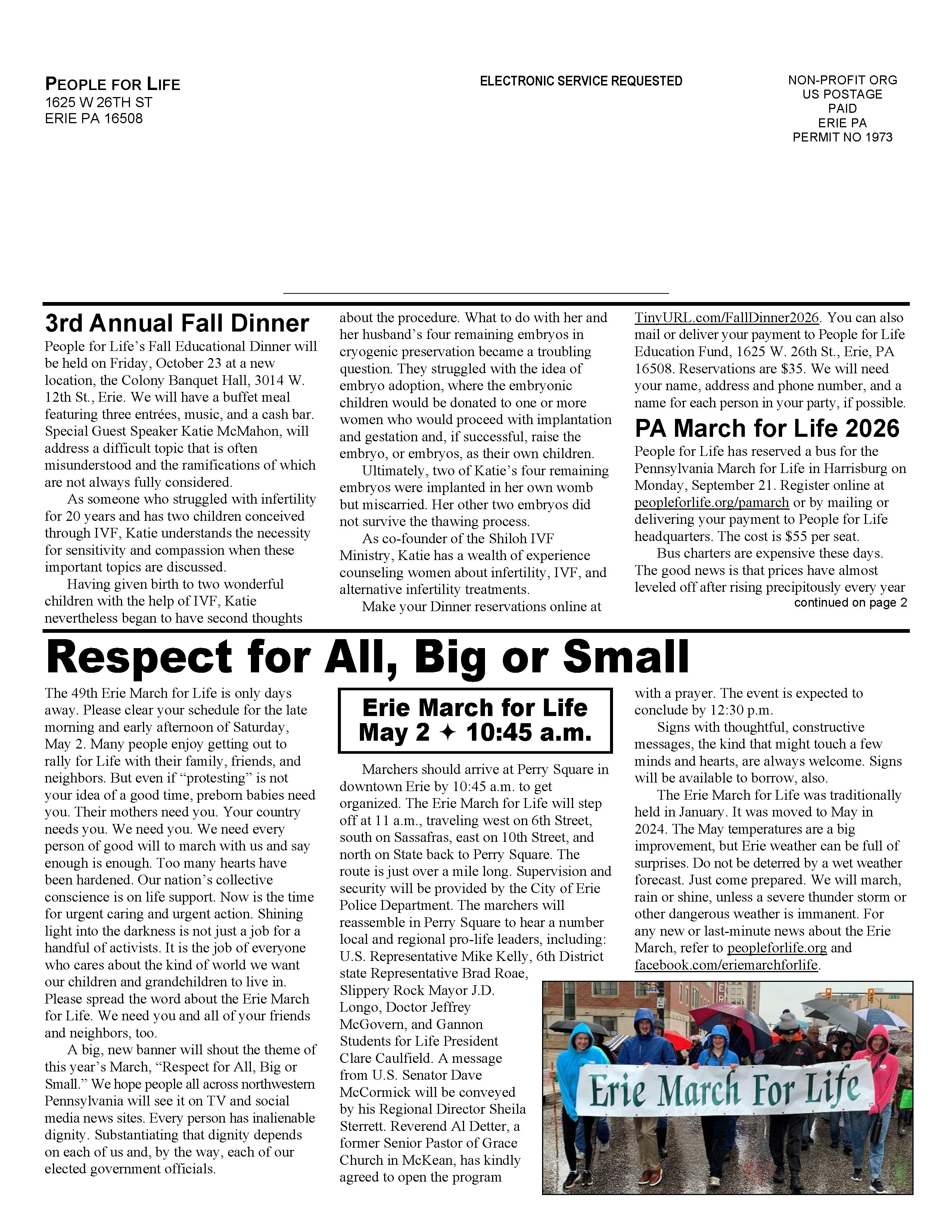 Erie March for Life Poster