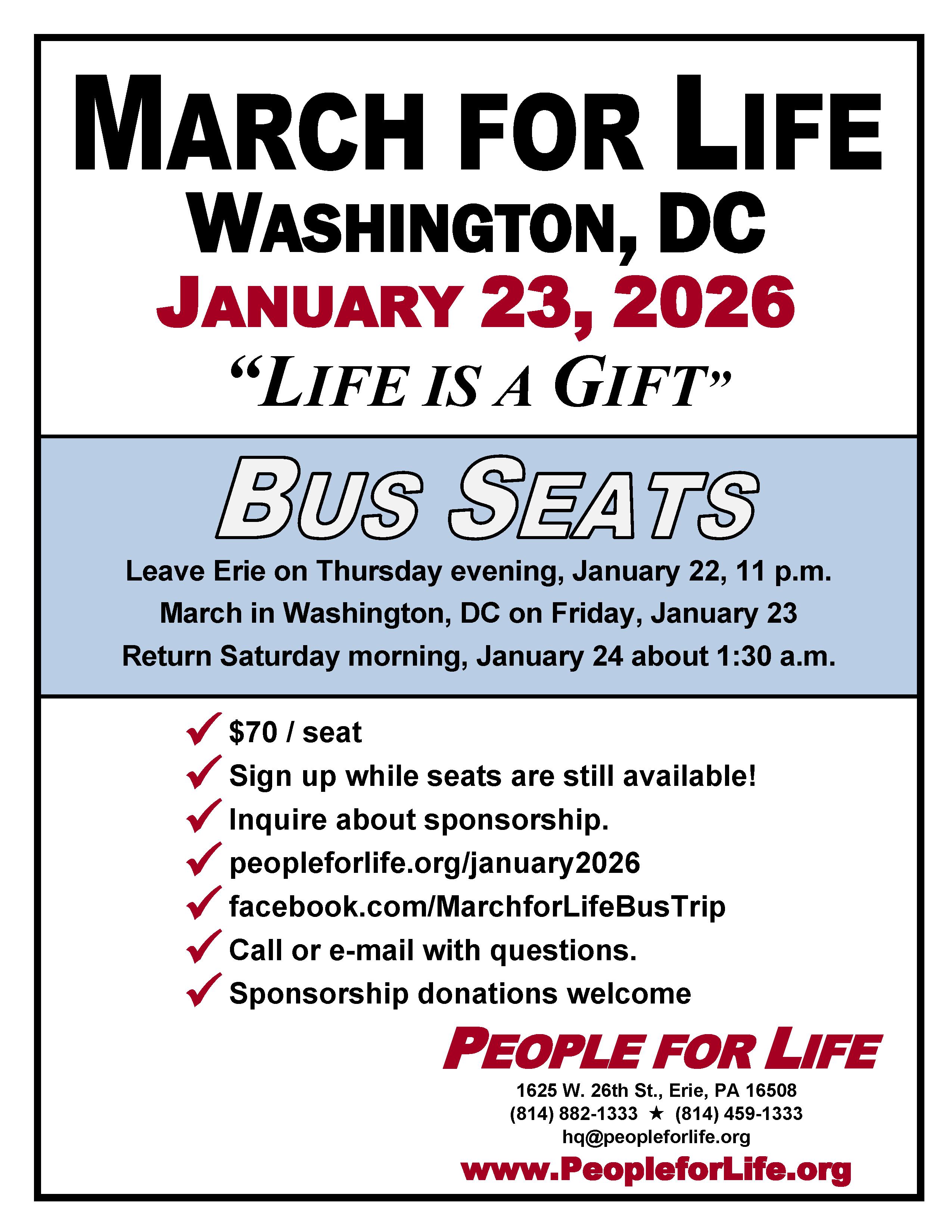March for Life Bus Trip Poster